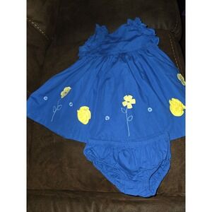 Gymboree layette line baby girl blue floral dress size 12 18 months